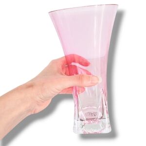 EXCELLENT CONDITION STYLISH VINTAGE PINK ART GLASS 9" FLOWER VASE
